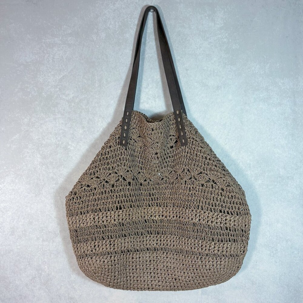 Merona Hand Crochet Tote Shoulder Beach Bag Purse Coastal Boho XL